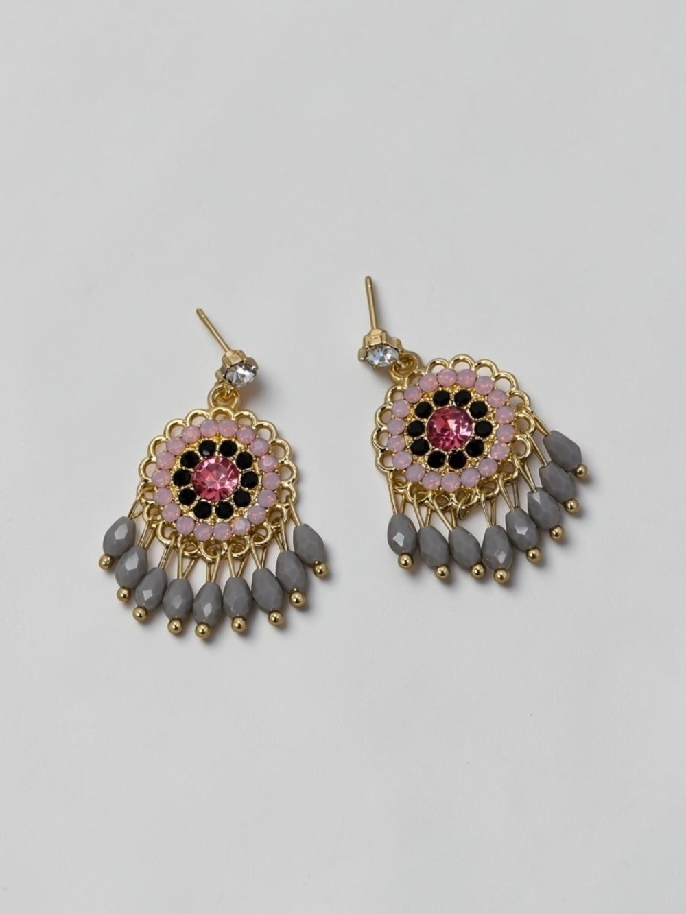 Gold Zirconia Elegant Dangle Boho Earrings - Picture 3 of 3
